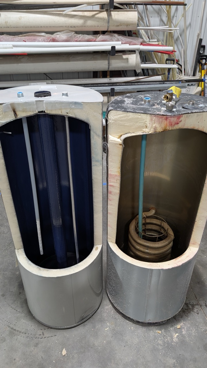 Inside view of a residential water heater tank